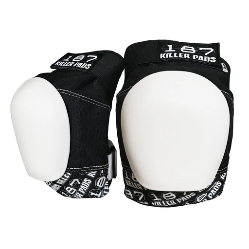 187 Killer Pads - PRO rodilleras Pads, Black/White White Caps